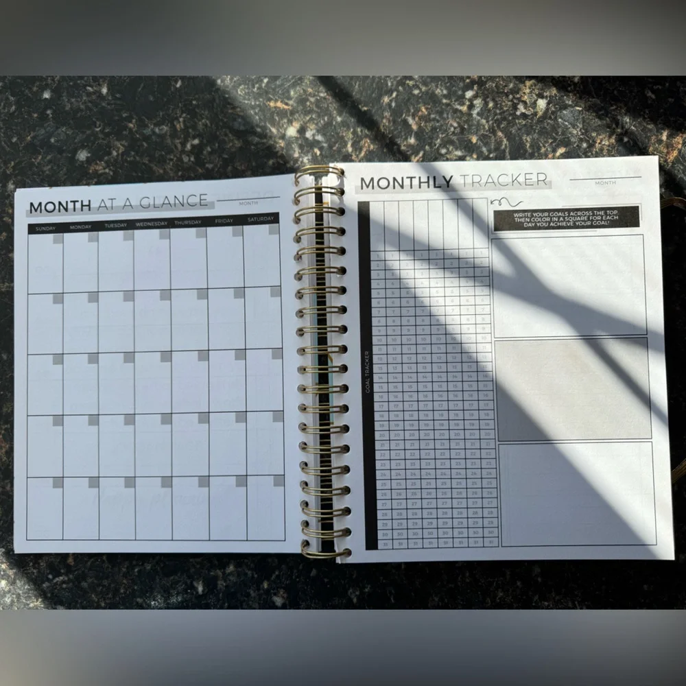 Geometric Productivity Planner with Gold Accents